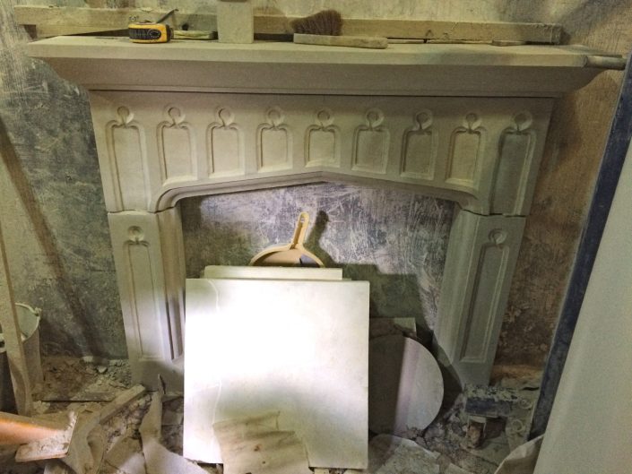 Chicksgrove Fireplace with blind tracery panels