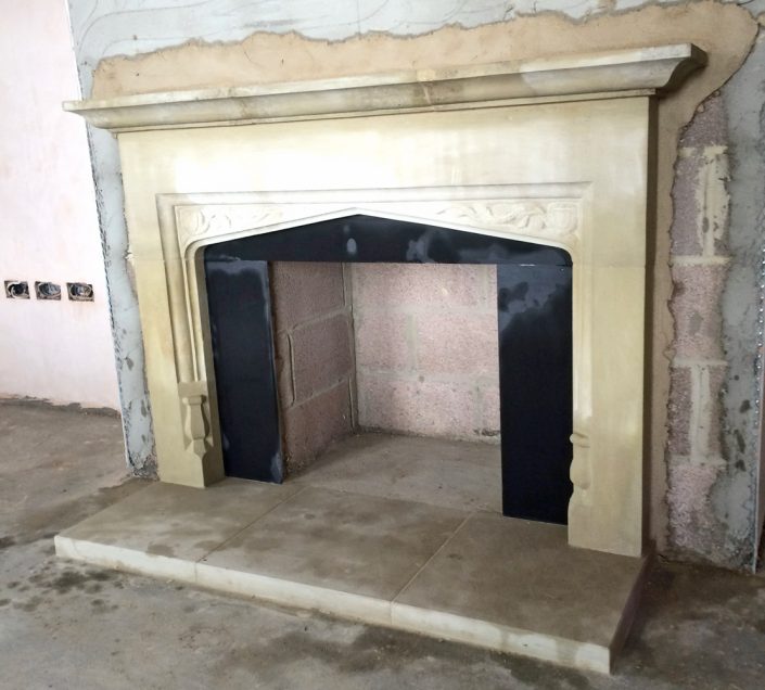 Chicksgrove Fireplace with spandrel carving from Old Winchester Castle