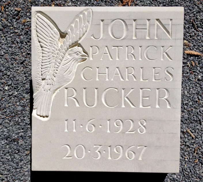 Skylark carved on Chicksgrove Stone Memorial